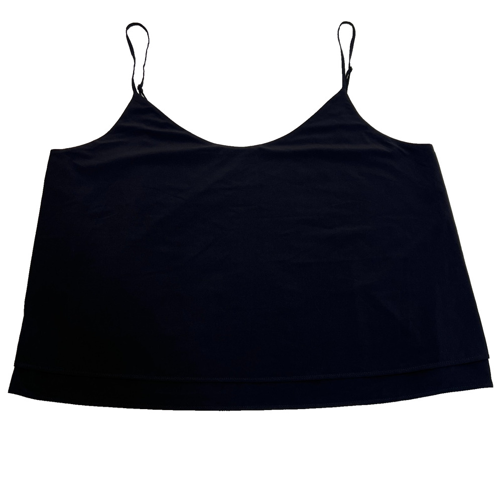 Athleta Womens Tank Top Spaghetti Strap Cropped Shirt Black, Size L
